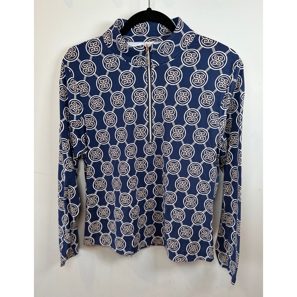 Lulu-B Navy Quarter Zip Long Sleeve Pullover‎ Top Women's